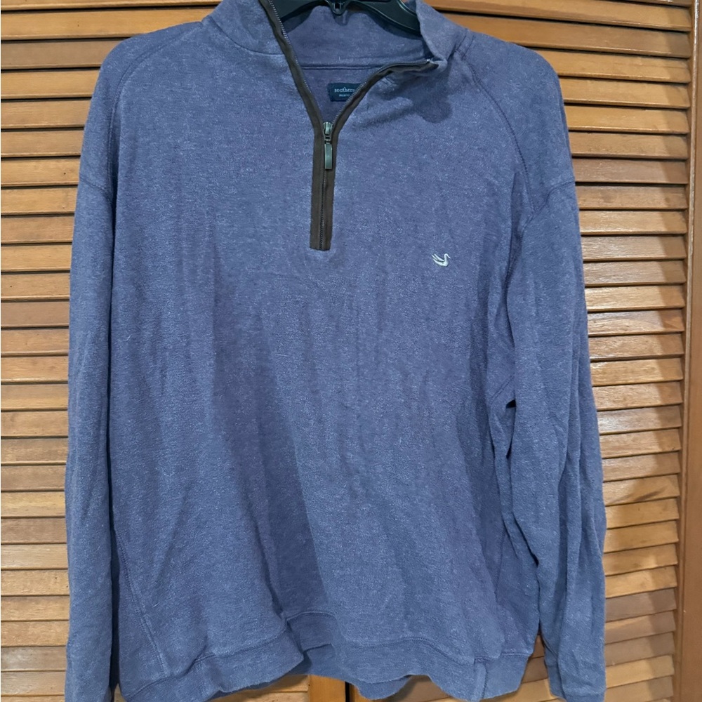 Southern Marsh Men's Heathered Blue Zip-Up Sweater